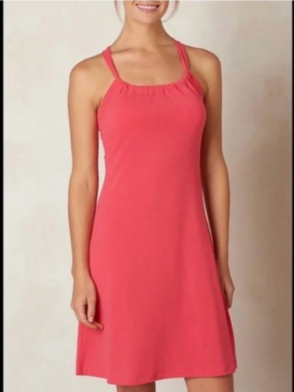 Prana Quinn Halter Dress Red Orange Size XS Stretch Comfy Outdoor